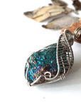 Silver Wire Wrapped Peacock Ore Pendant - Bornite Crystal Necklace DesignsbyNatureGems
