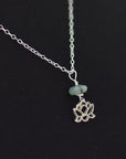 Sterling Silver Lotus Raw Emerald Crystal Necklace-Jewelry DesignsbyNatureGems