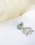 Sterling Silver Lotus Raw Emerald Crystal Necklace-Jewelry DesignsbyNatureGems