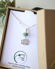 Sterling Silver Lotus Raw Emerald Crystal Necklace - May Birthstone Jewelry DesignsbyNatureGems