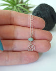 Sterling Silver Lotus Raw Emerald Crystal Necklace - May Birthstone Jewelry DesignsbyNatureGems
