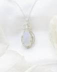 Sterling Silver Rainbow Moonstone Necklace DesignsbyNatureGems