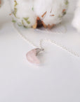Sterling Silver Rose Quartz Moon Charm Necklace DesignsbyNatureGems