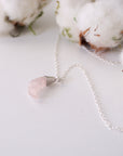 Sterling Silver Rose Quartz Moon Charm Necklace DesignsbyNatureGems
