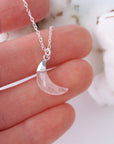 Sterling Silver Rose Quartz Moon Charm Necklace DesignsbyNatureGems