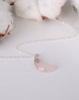 Sterling Silver Rose Quartz Moon Charm Necklace DesignsbyNatureGems