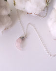 Sterling Silver Rose Quartz Moon Charm Necklace DesignsbyNatureGems