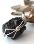 Sterling Silver Wire Wrapped Raw Tourmaline Necklace DesignsbyNatureGems