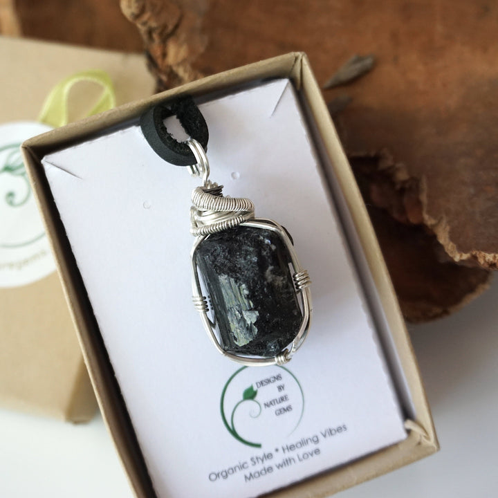 Sterling Silver Wire Wrapped Raw Tourmaline Necklace DesignsbyNatureGems
