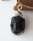 Sterling Silver Wire Wrapped Raw Tourmaline Necklace DesignsbyNatureGems