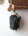 Sterling Silver Wire Wrapped Raw Tourmaline Necklace DesignsbyNatureGems