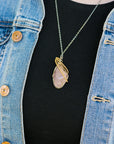 Wire Wrapped Rose Quartz Crystal Necklace DesignsbyNatureGems