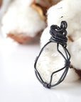 Women's Clear Quartz Pendant Necklace - Gunmetal Wire Wrapped DesignsbyNatureGems
