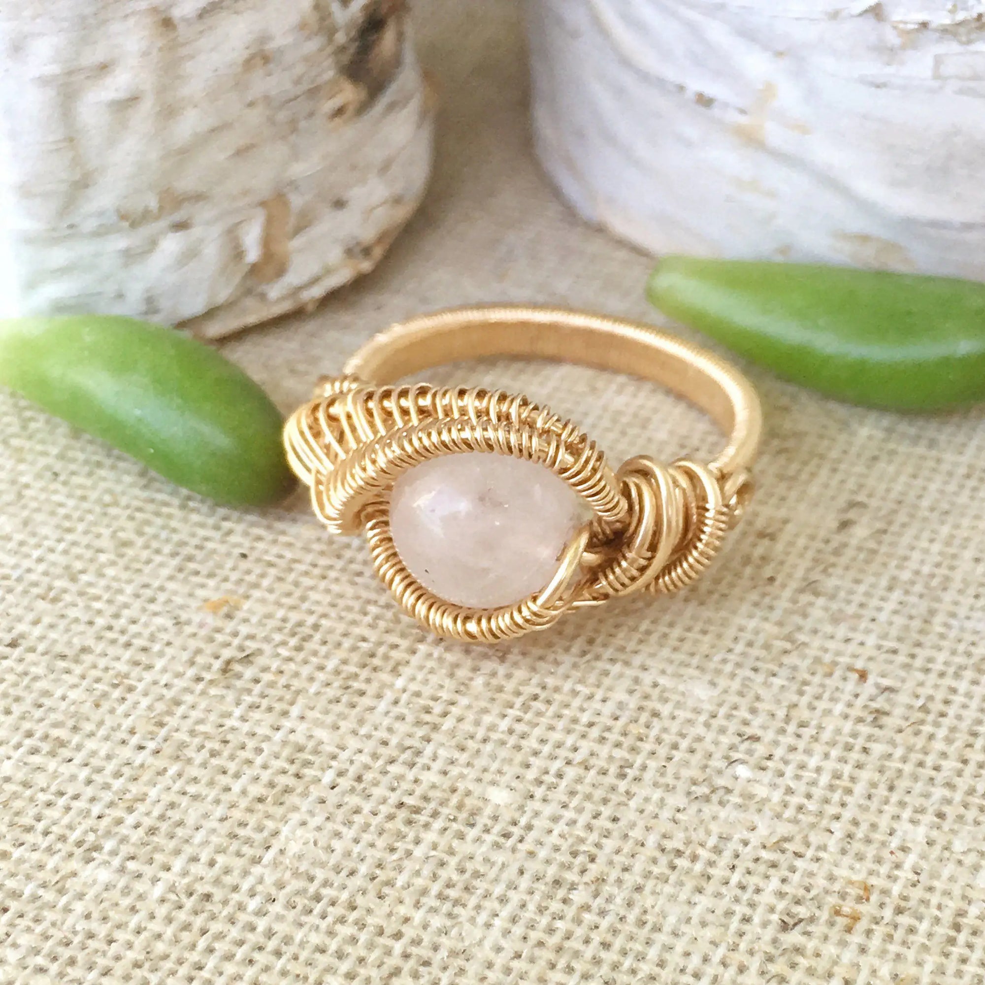 14K Gold Rose Quartz Ring DesignsbyNatureGems