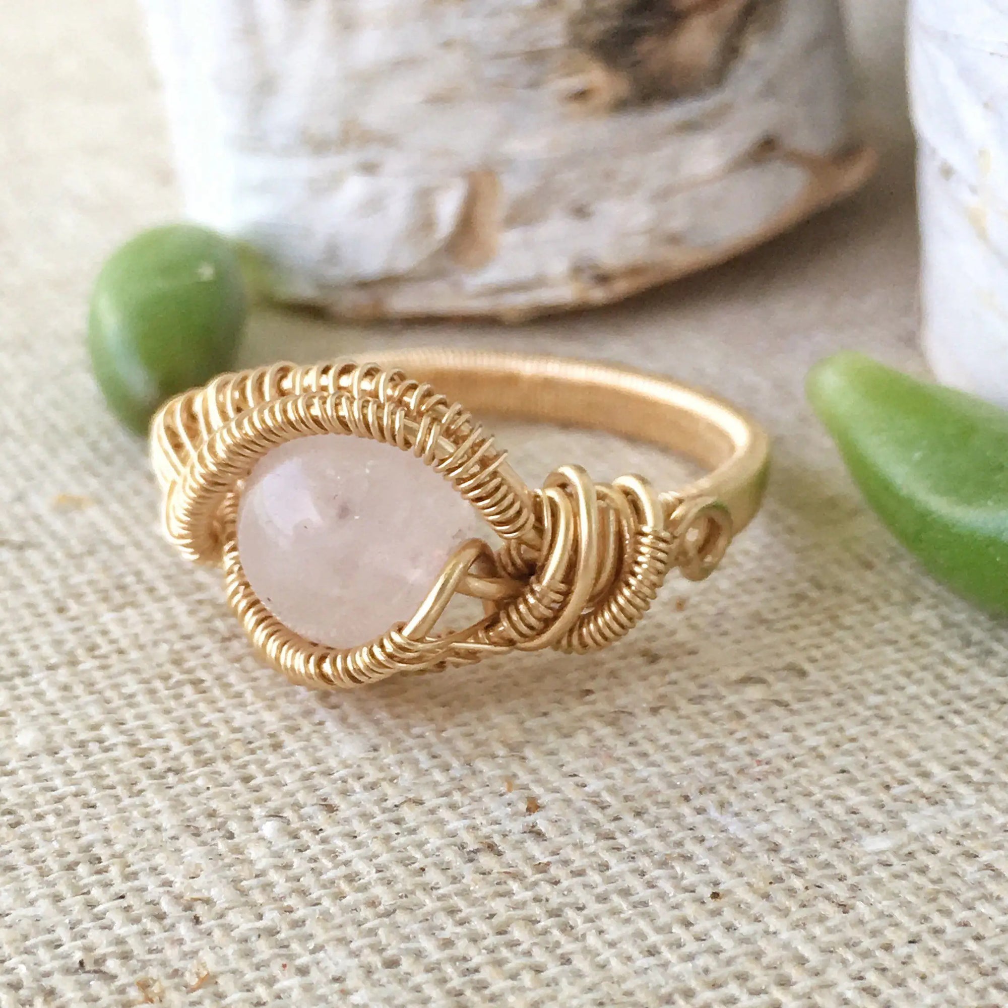 14K Gold Rose Quartz Ring DesignsbyNatureGems