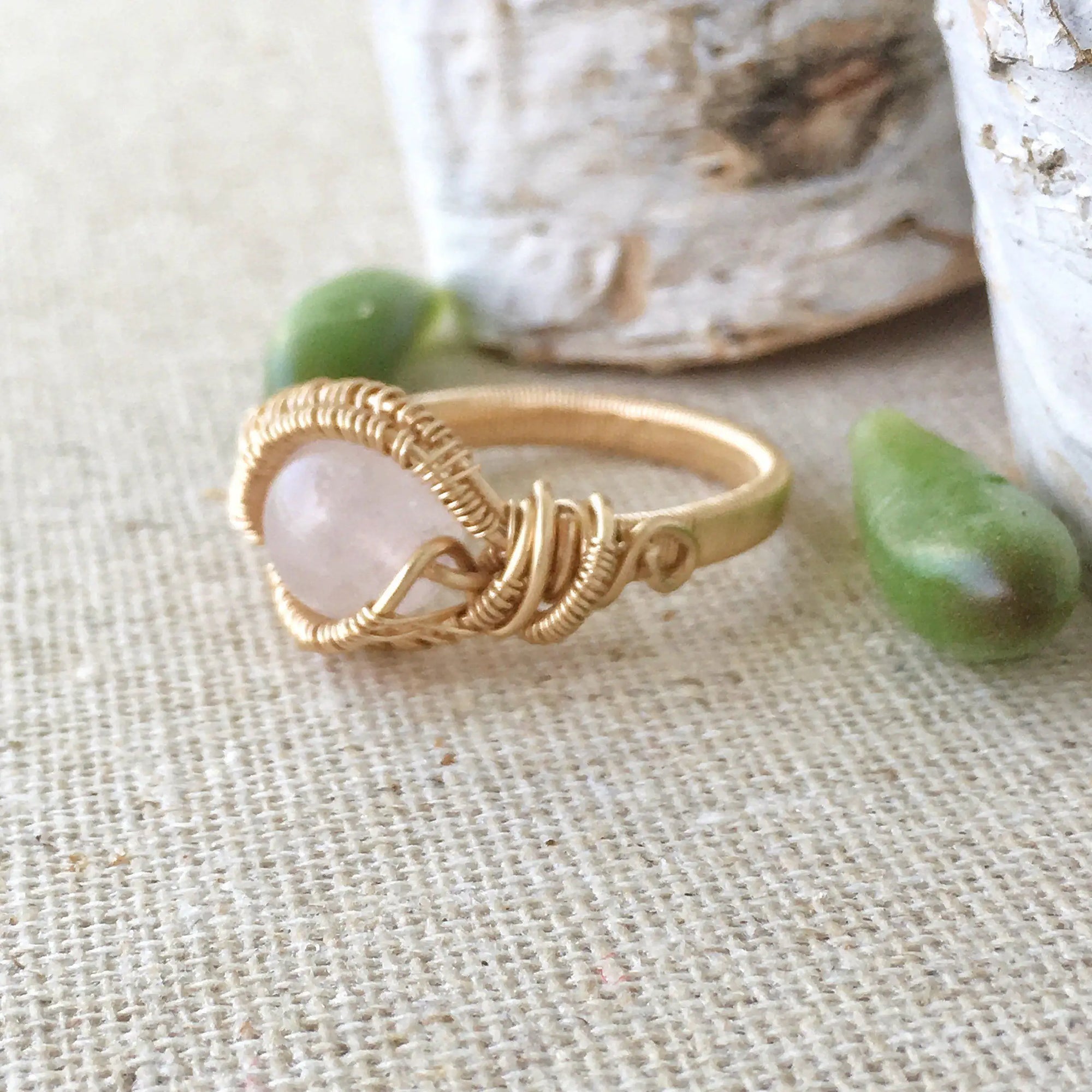 14K Gold Rose Quartz Ring DesignsbyNatureGems