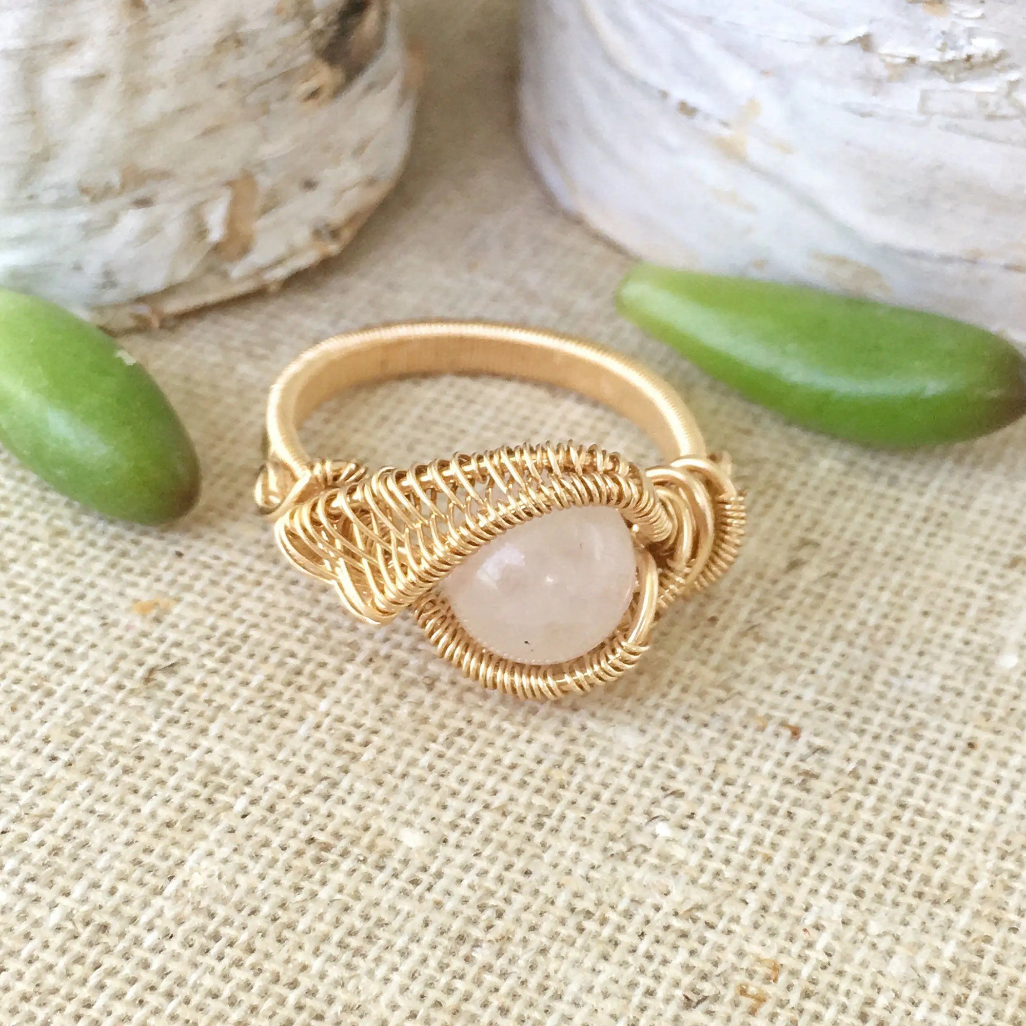 14K Gold Rose Quartz Ring DesignsbyNatureGems