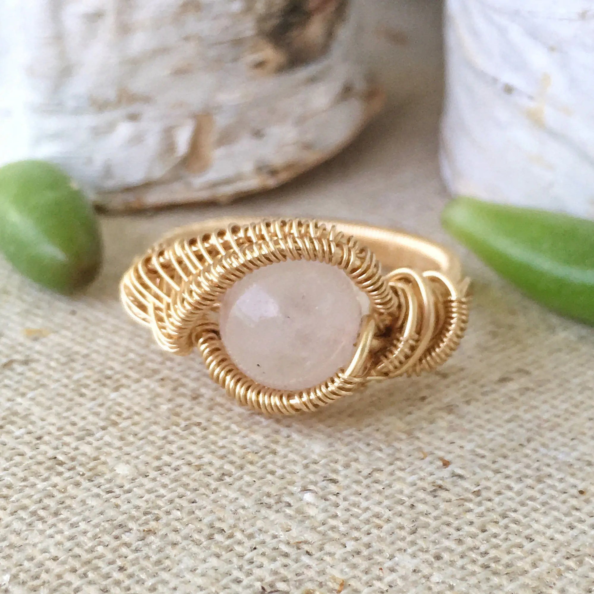 14K Gold Rose Quartz Ring DesignsbyNatureGems