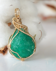 Vibrant Raw Emerald Necklace - 14k Gold Filled Setting