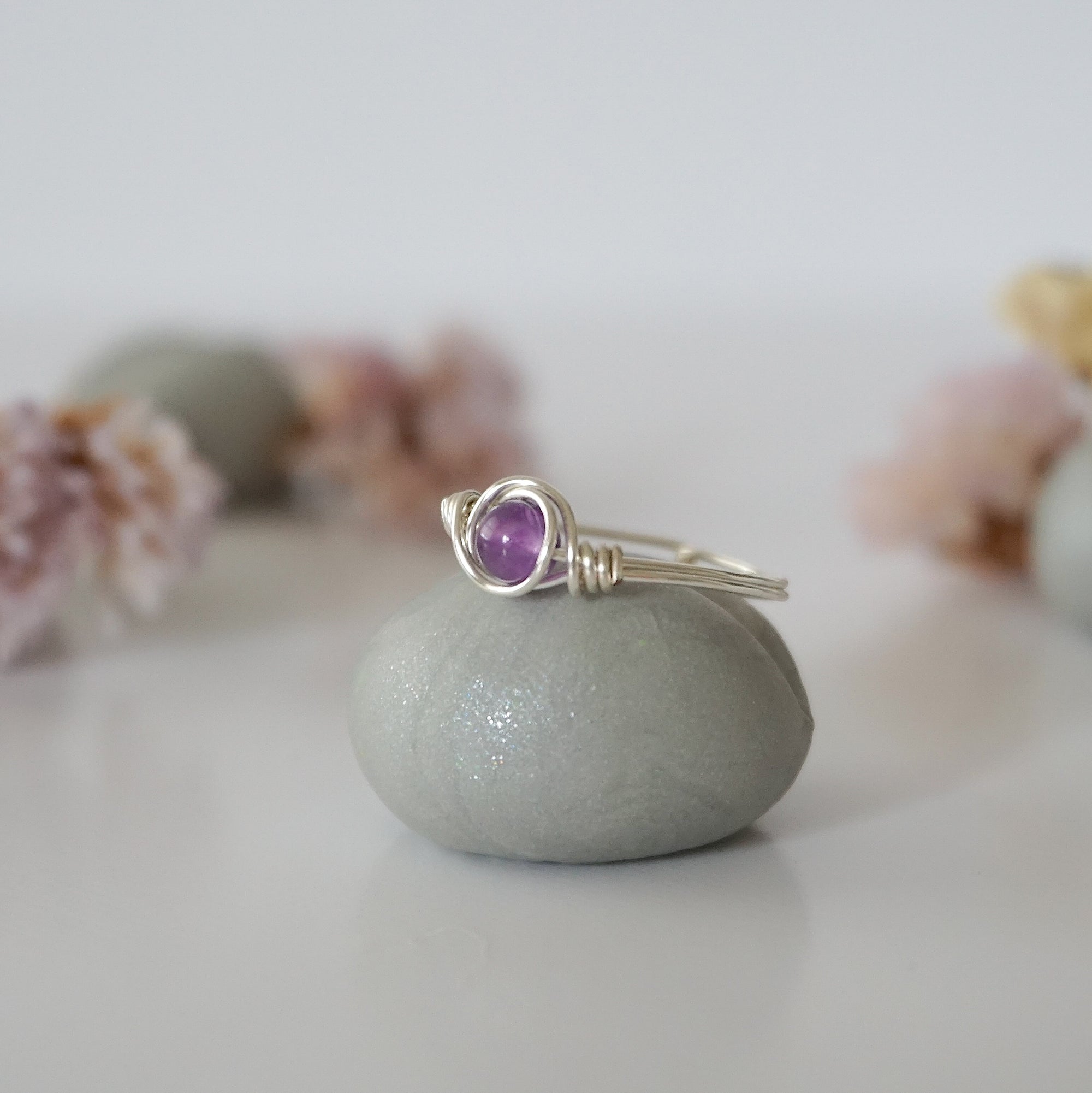 Simple Birthstone Ring - Amethyst Crystal