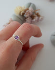 Simple Birthstone Ring - Amethyst Crystal