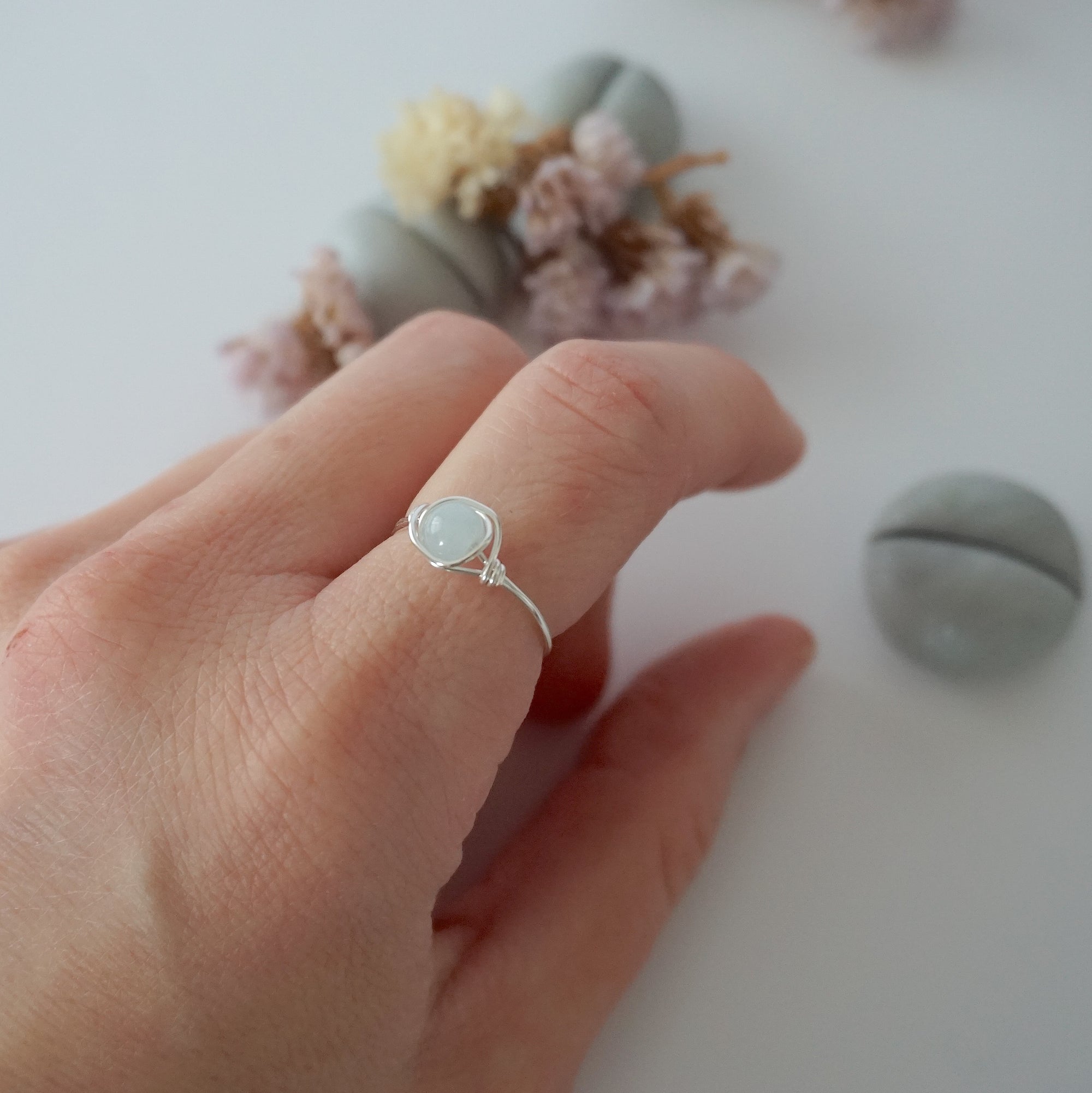 Simple Birthstone Ring - Aquamarine Crystal