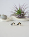 Blue Tigers Eye Earrings - Stud on Post Earrings