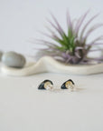 Blue Tigers Eye Earrings - Stud on Post Earrings