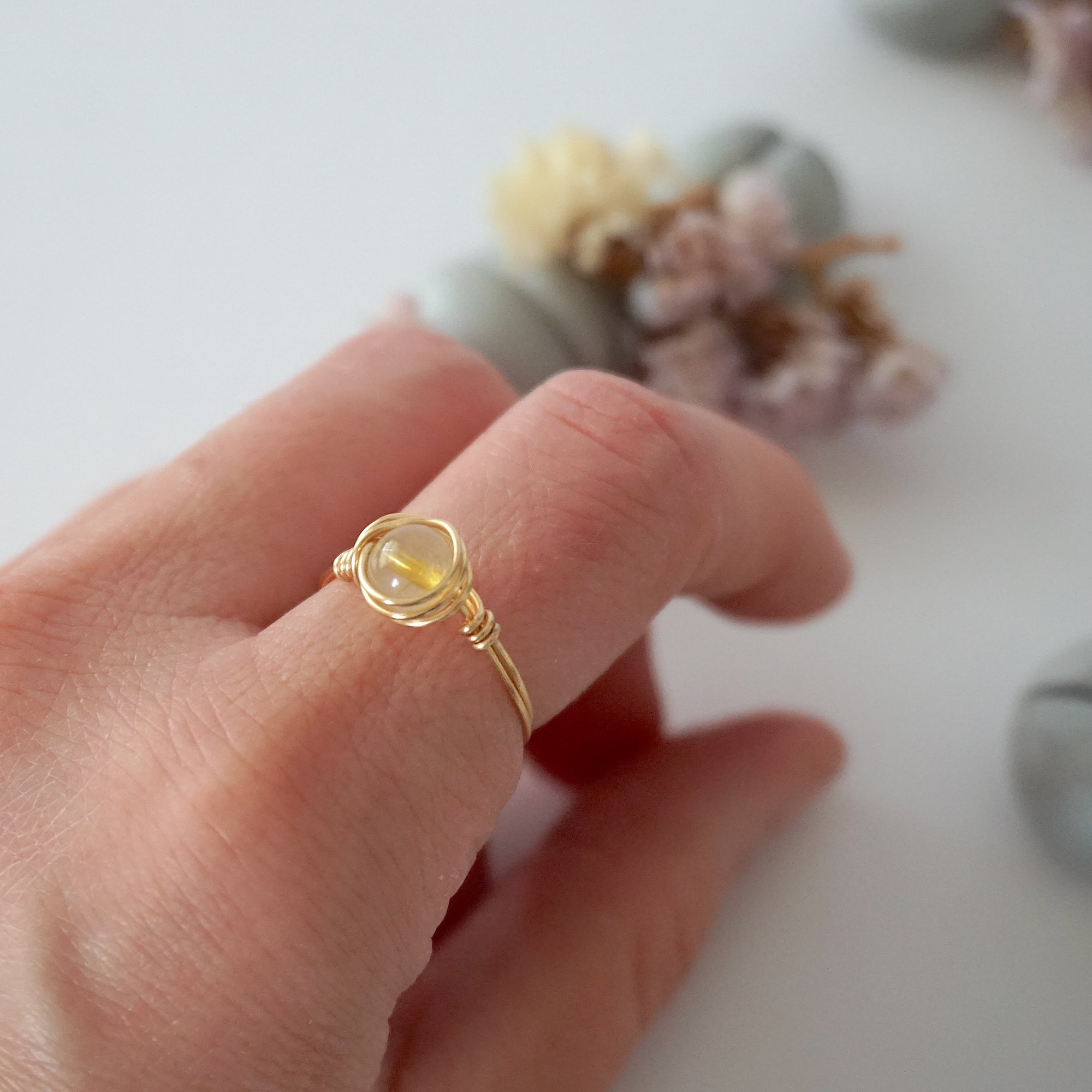 Simple Birthstone Ring - Citrine Crystal