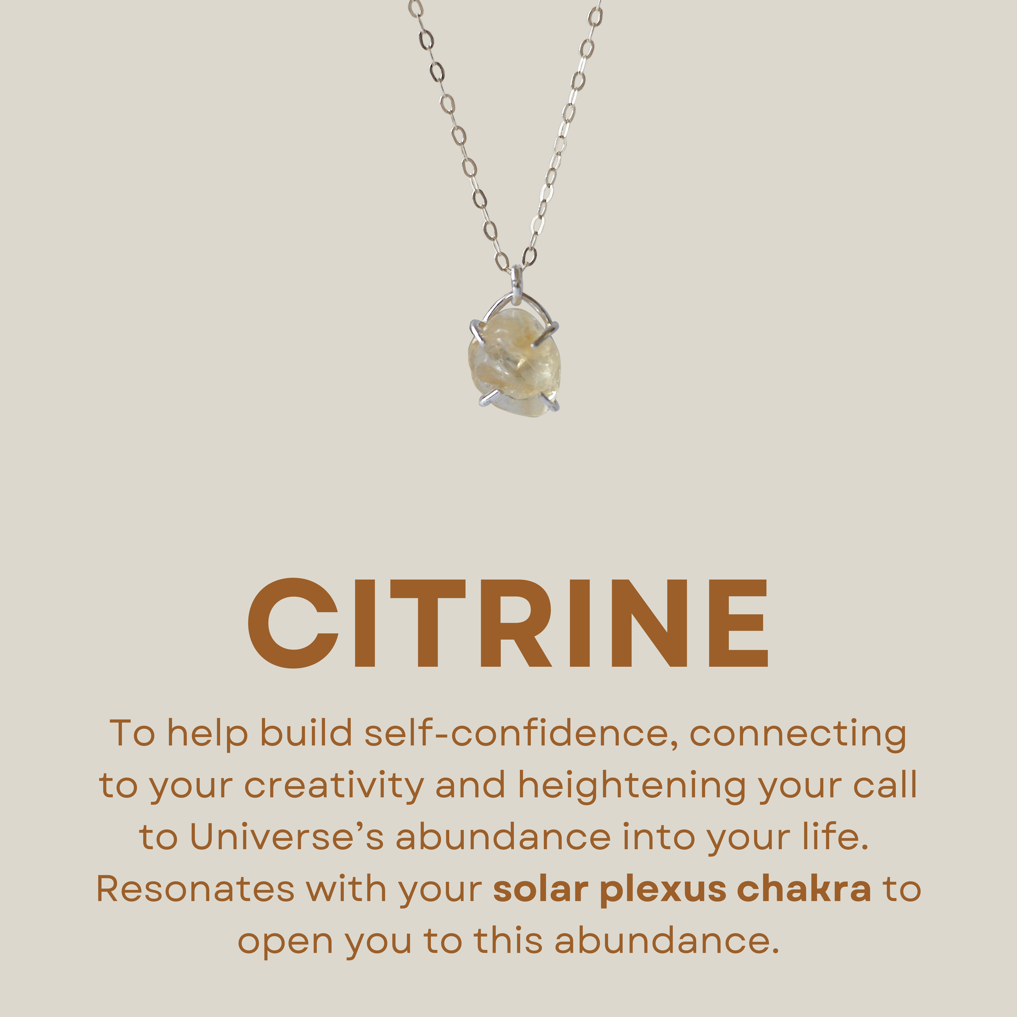 Citrine Sterling Silver Huggie Charm Necklace