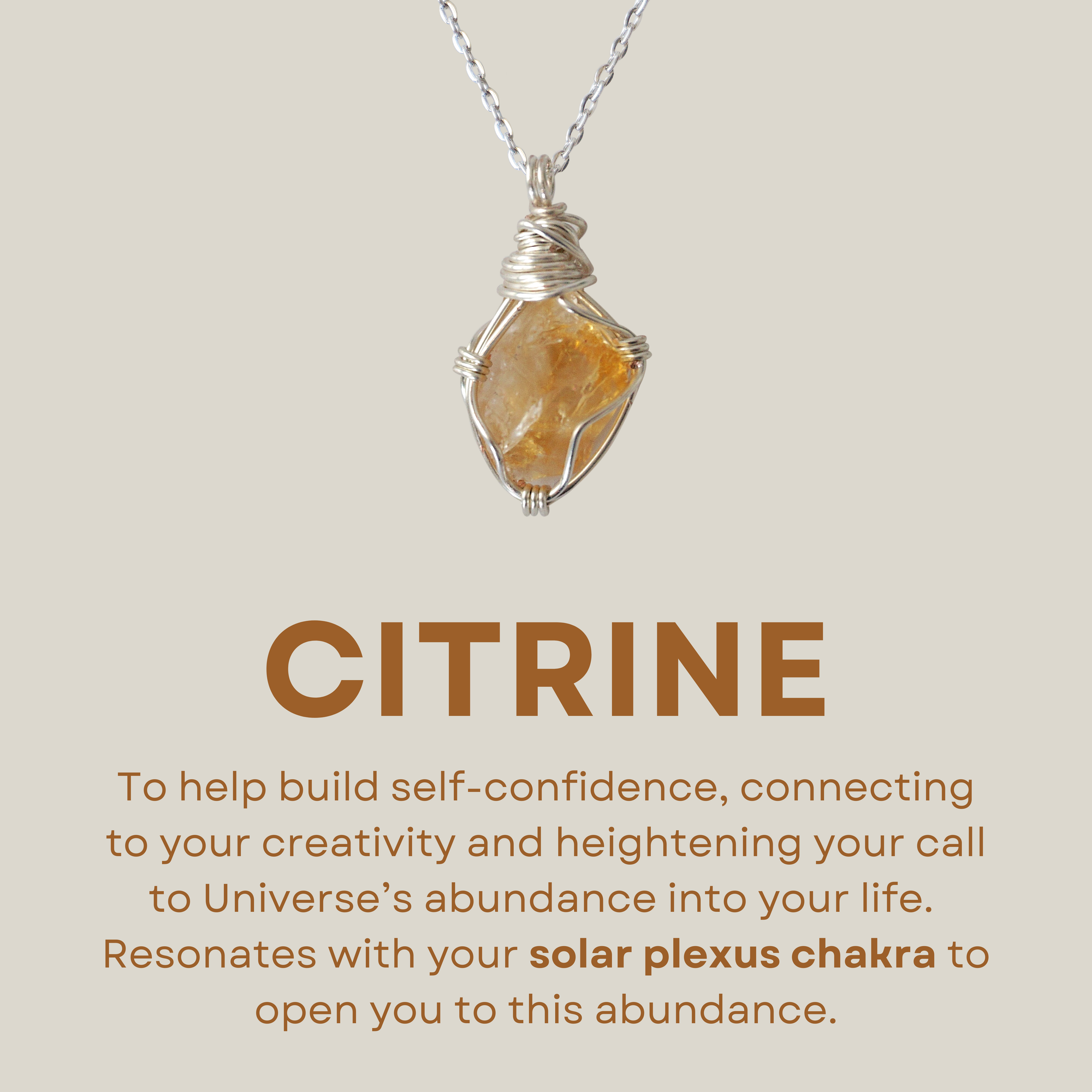 Simple Birthstone Necklace - Citrine Crystal