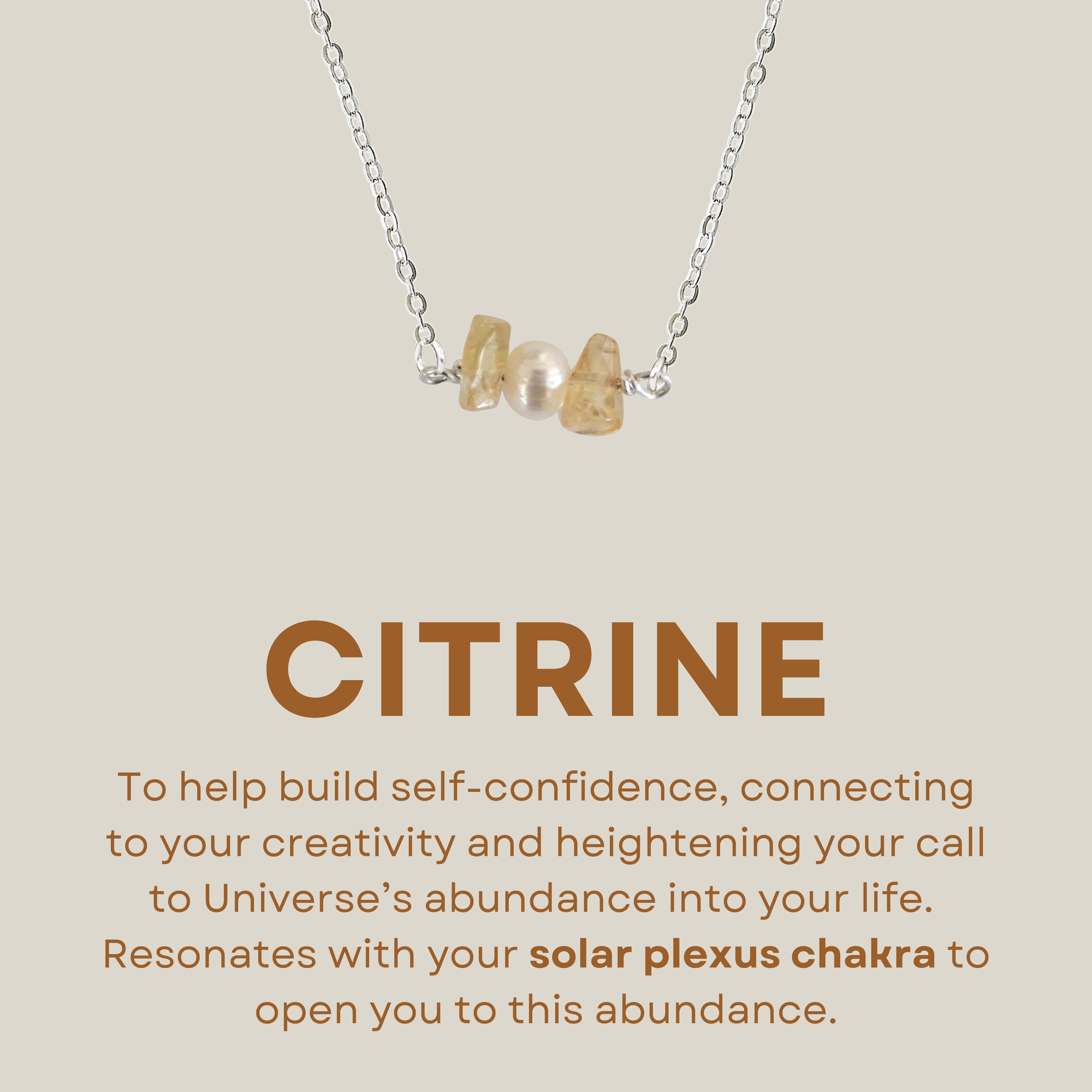 Citrine &amp; Pearl - Charm Necklace