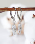 Clear Quartz Earrings - Lever Back Earrings - Silver Plated