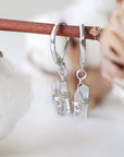 Clear Quartz Earrings - Lever Back Earrings - Silver Plated