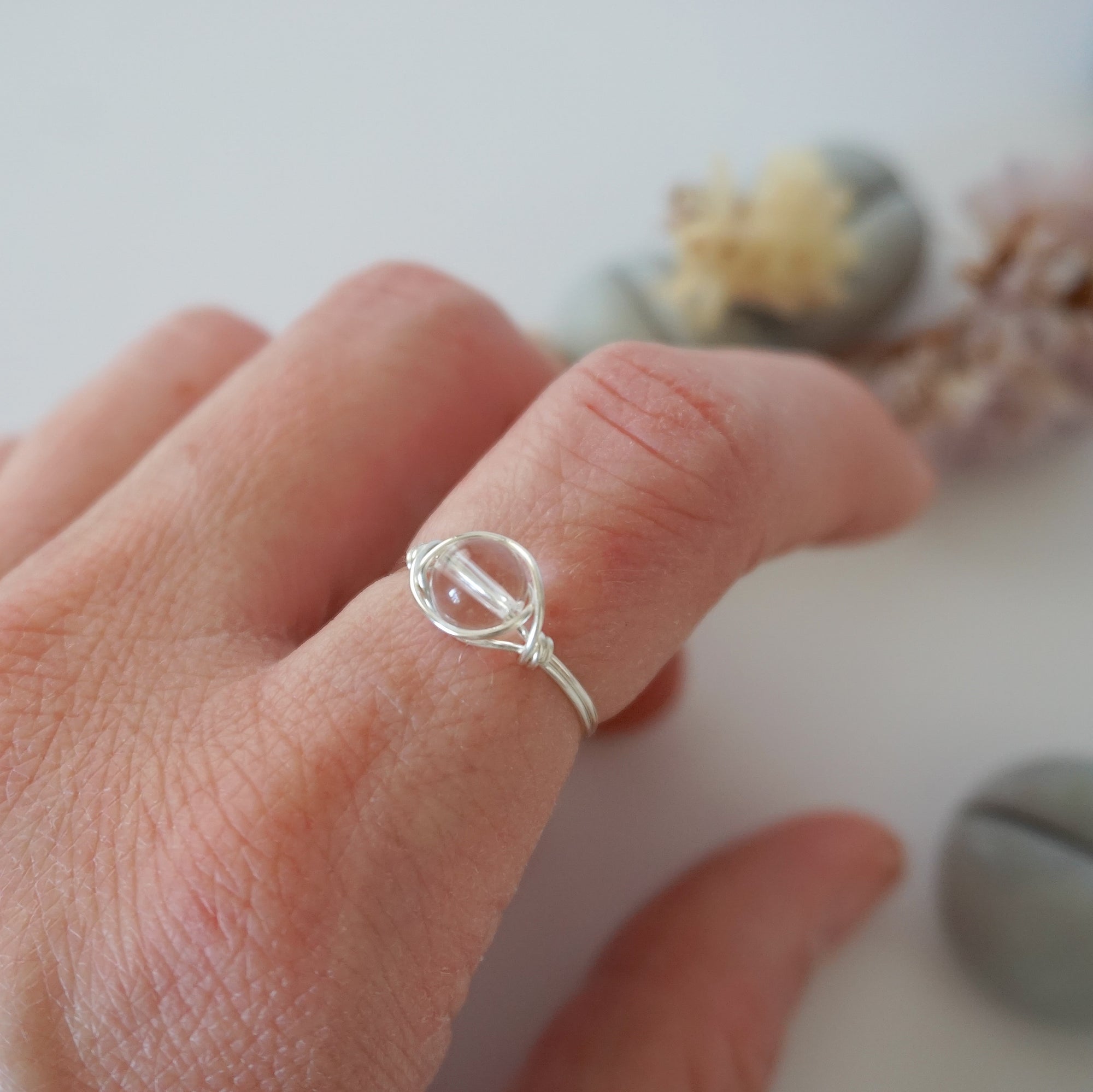 Simple Birthstone Ring - Clear Quartz/Rock Crystal