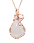 Rainbow Moonstone Pendant - Rose Gold Necklace