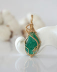 Vibrant Raw Emerald Necklace - 14k Gold Filled Setting