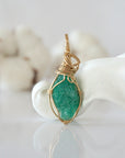 Vibrant Raw Emerald Necklace - 14k Gold Filled Setting