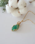 Vibrant Raw Emerald Necklace - 14k Gold Filled Setting