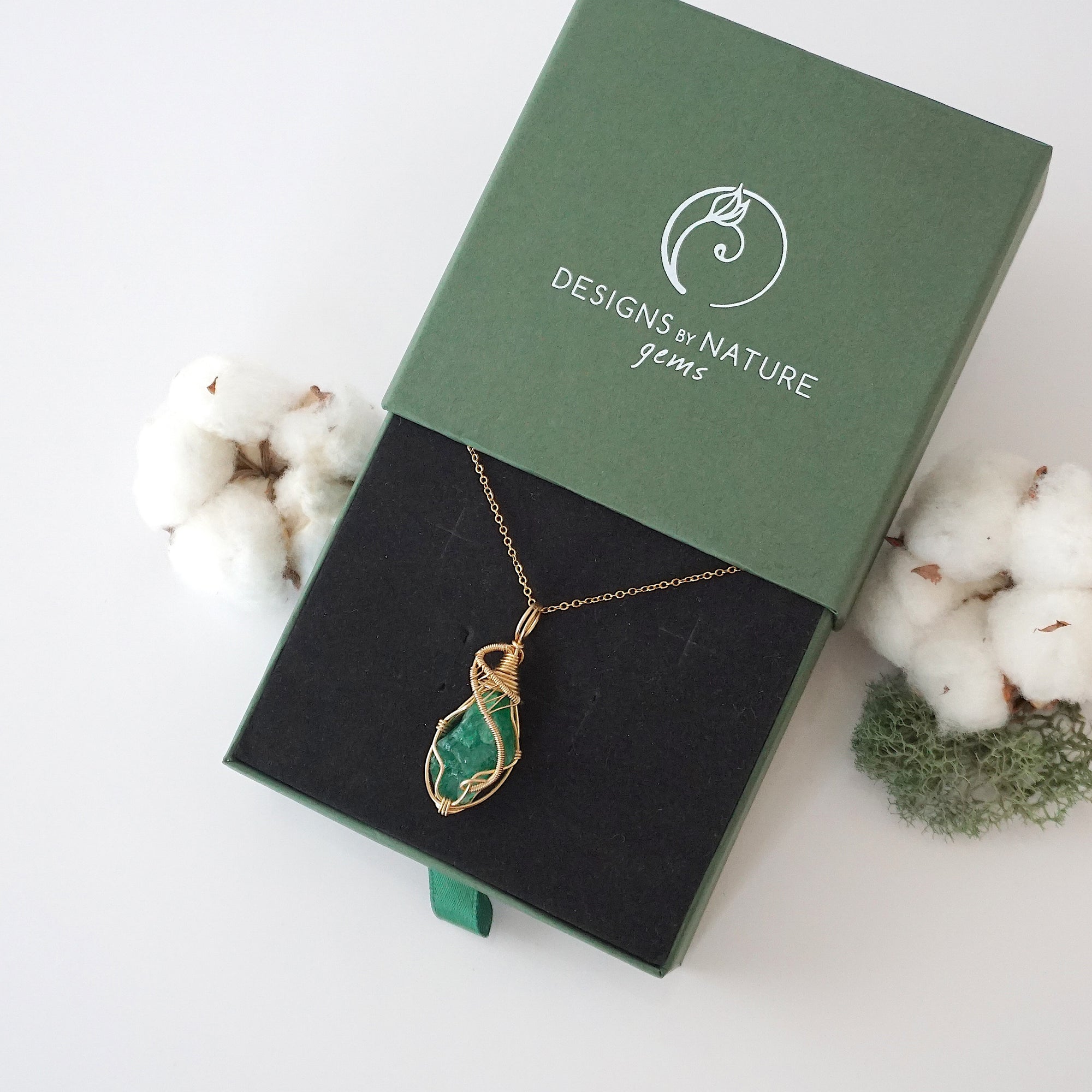 Vibrant Raw Emerald Necklace - 14k Gold Filled Setting
