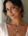 Natural Emerald Necklace for Women - Sterling Silver