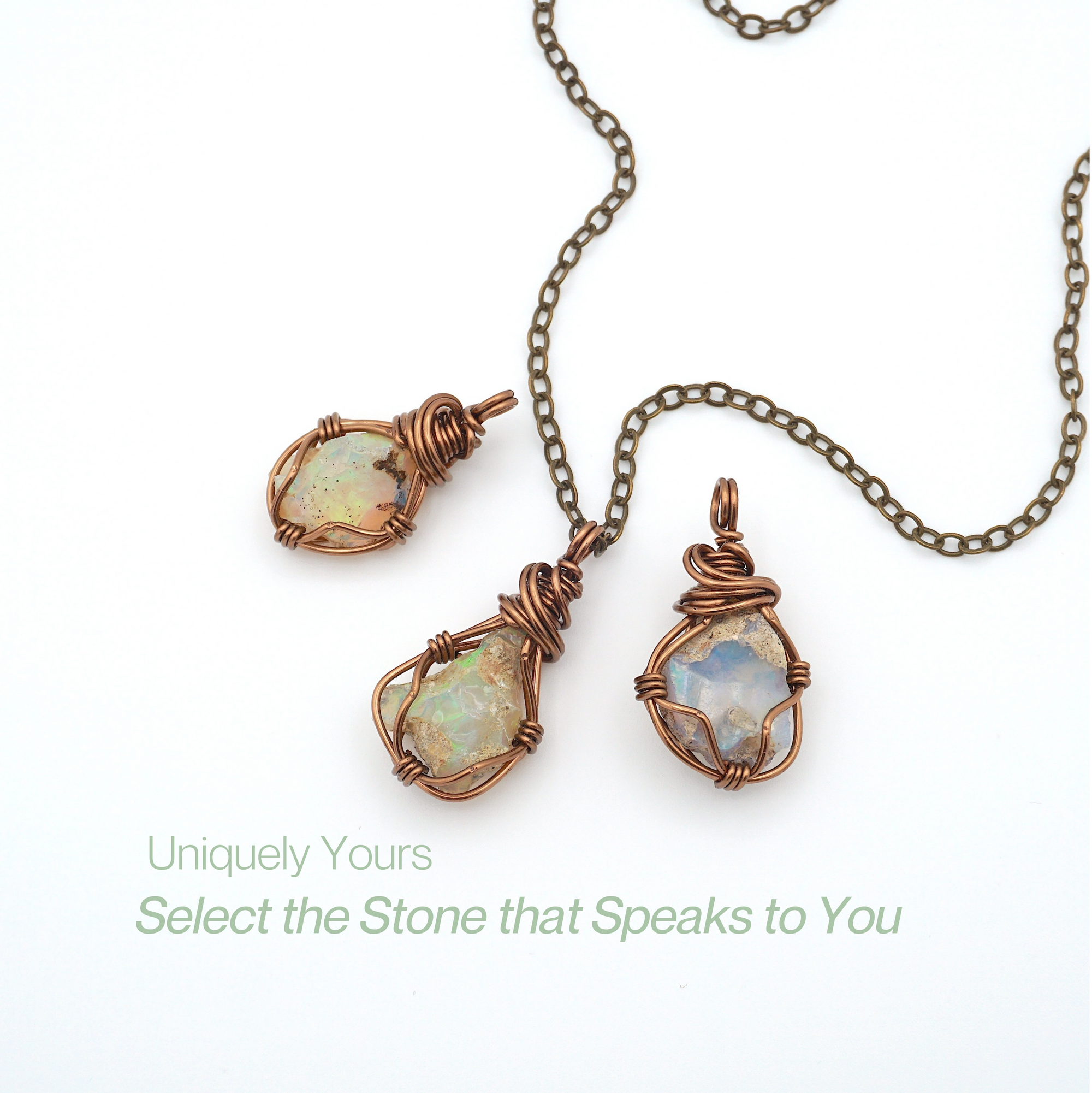 Opal Birthstone Necklace – Classic Bronze Wrap