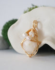 Fire Opal and Pearl Necklace - Gold Plated Necklace