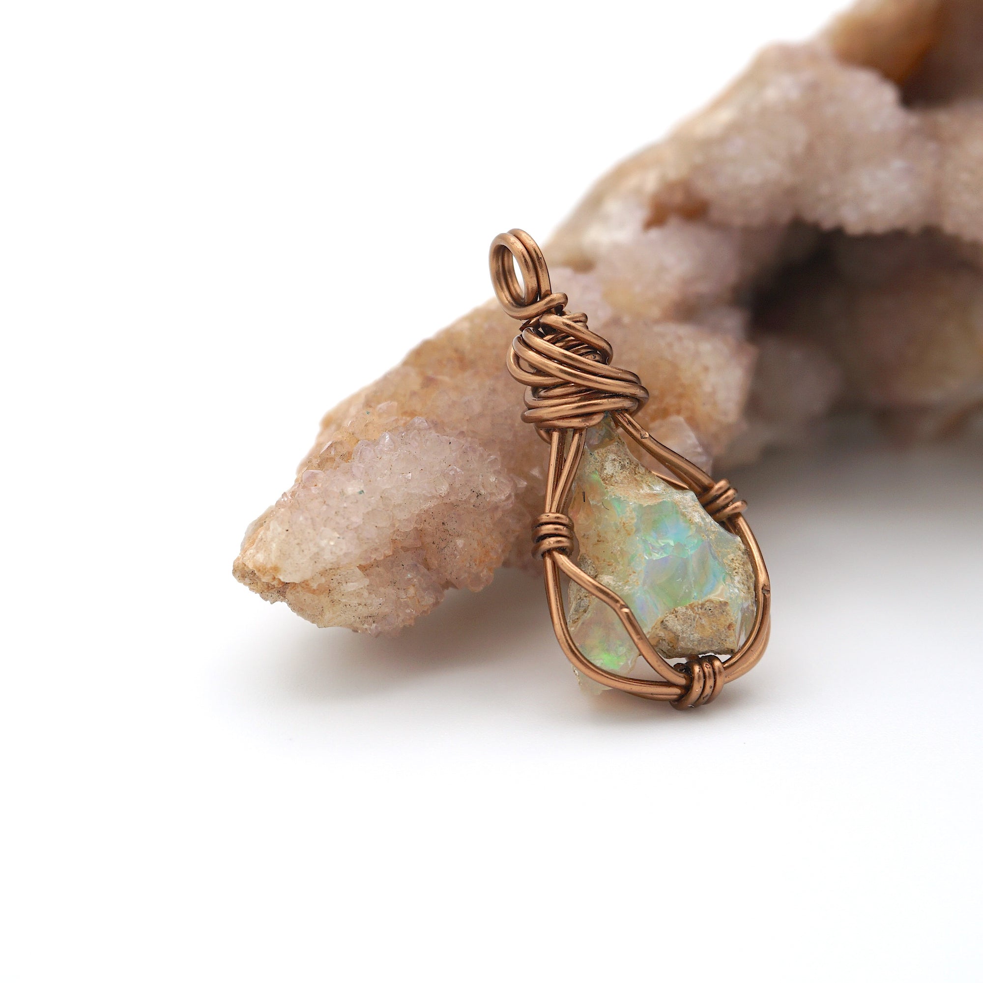 Opal Birthstone Necklace – Classic Bronze Wrap