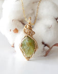 Raw Peridot Necklace - 14k Gold Filled