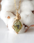 Raw Peridot Necklace - 14k Gold Filled