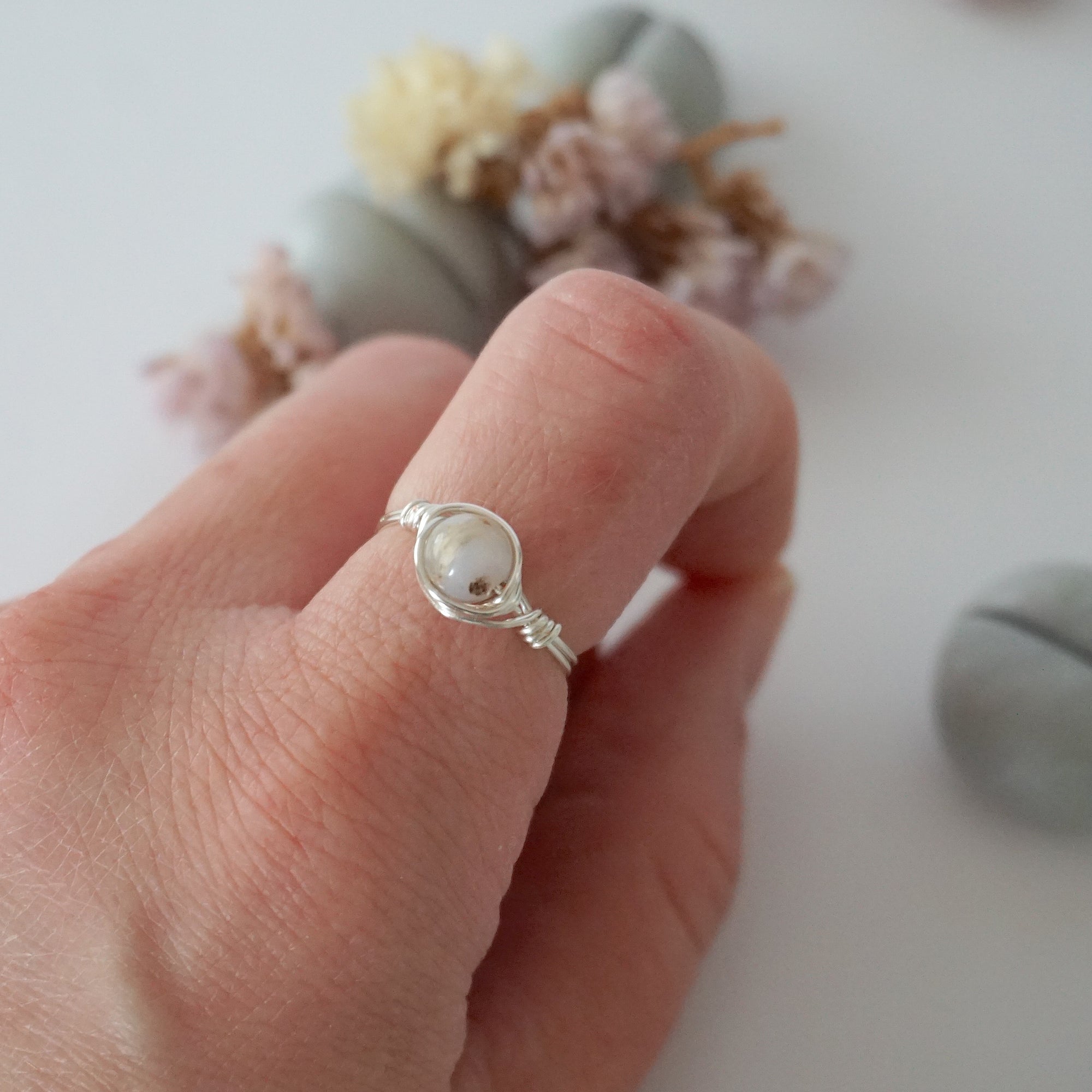 Simple Birthstone Ring - Peruvian Opal