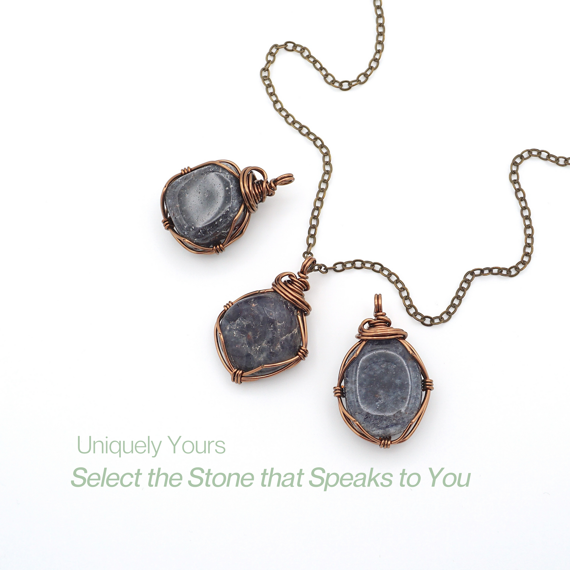 Sapphire Birthstone Necklace - Classic Bronze Wrap DesignsbyNatureGems