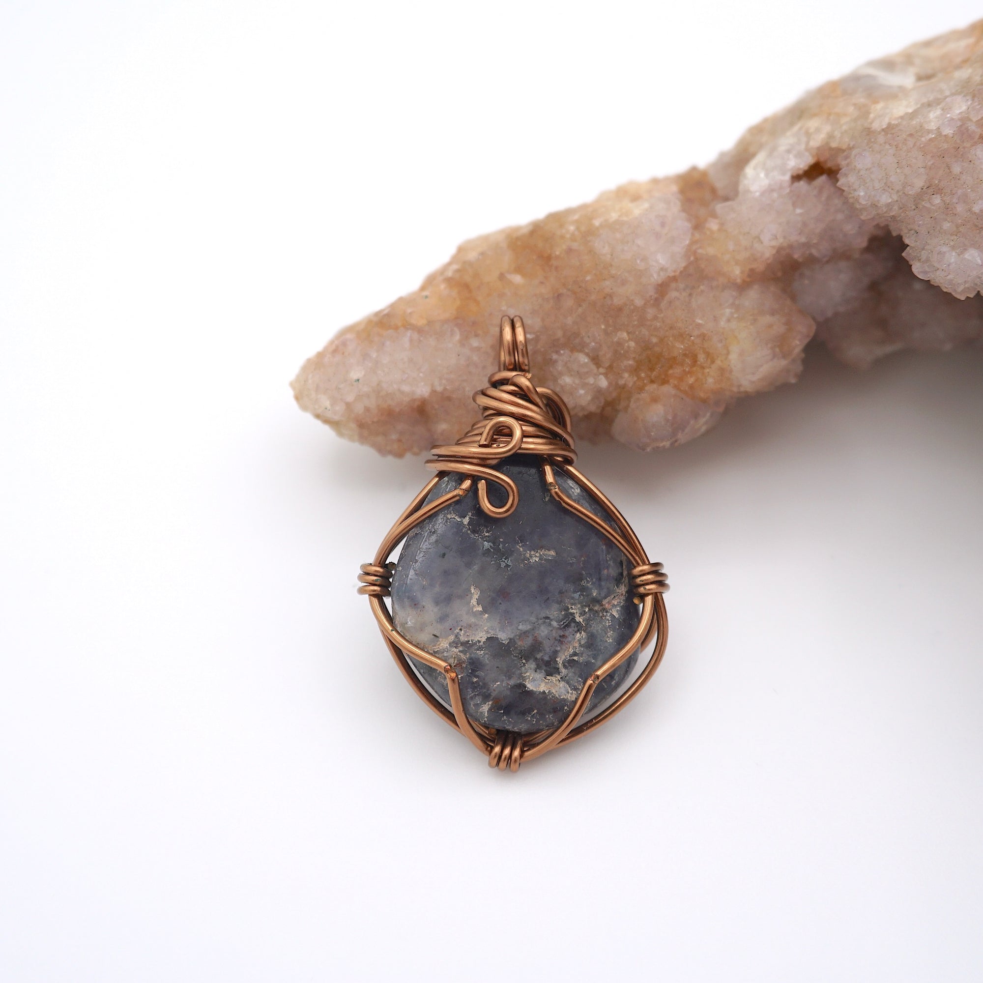 Sapphire Birthstone Necklace - Classic Bronze Wrap DesignsbyNatureGems