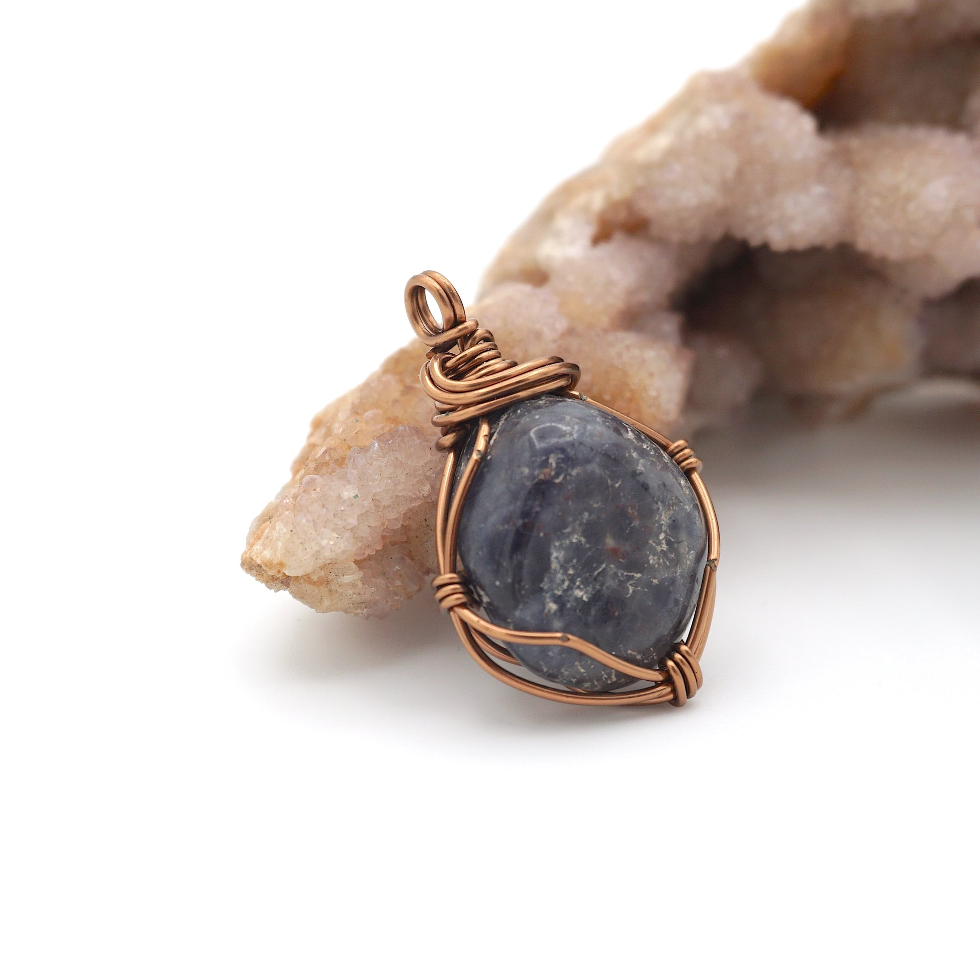 Sapphire Birthstone Necklace - Classic Bronze Wrap DesignsbyNatureGems